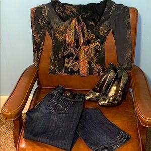 Roberto Cavalli Button Fly Dark Wash Jeans Sz 27